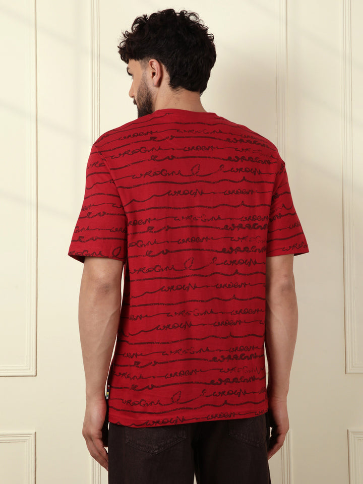 Typographic Red Crew Neck T-Shirt