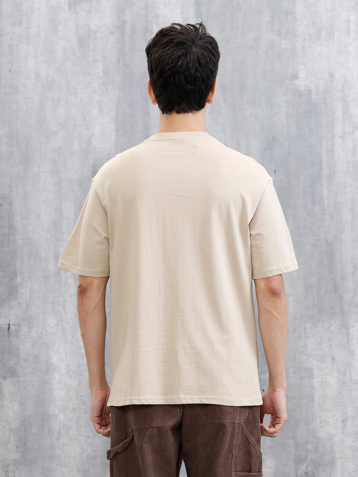 Solid Patch Detail T-Shirt | Khaki