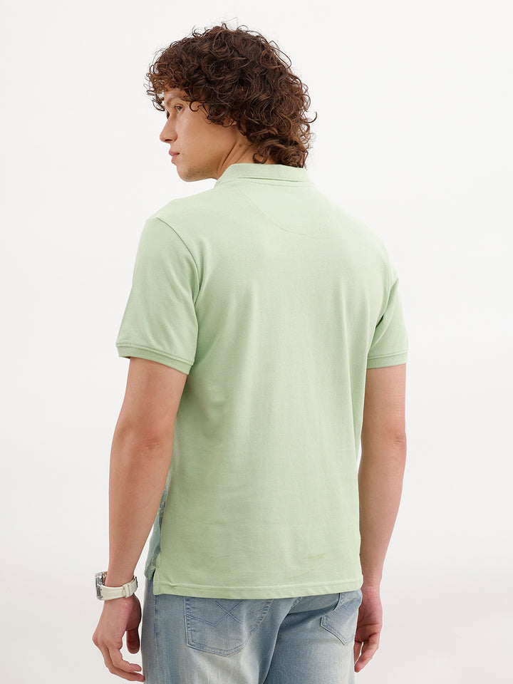 Slim Fit Placement Printed Polo | Green