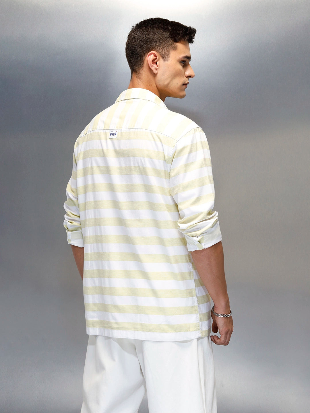 Men's Casual Regular Fit Striped Pattern Shirt | Green
