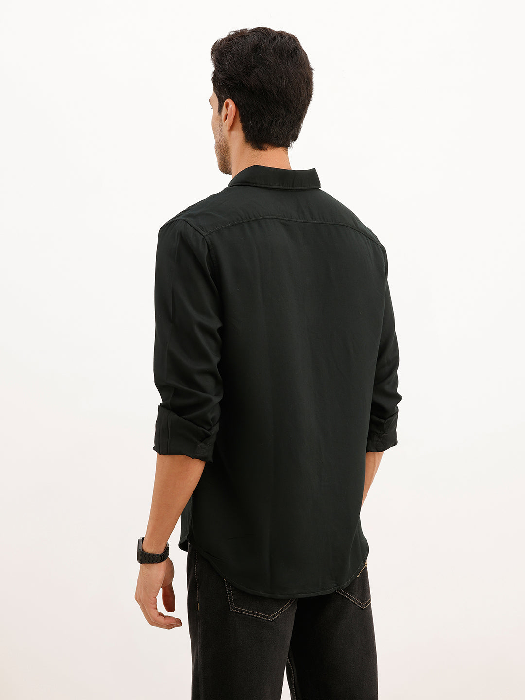 Solid Regular Fit Full Sleeve Shirt | Dark Green | WWSH9193F