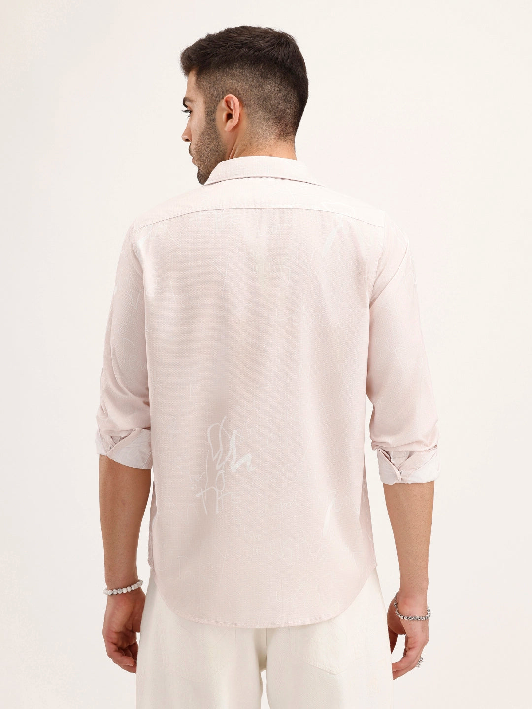Slim Fit Textured AOP Shirt | Pink