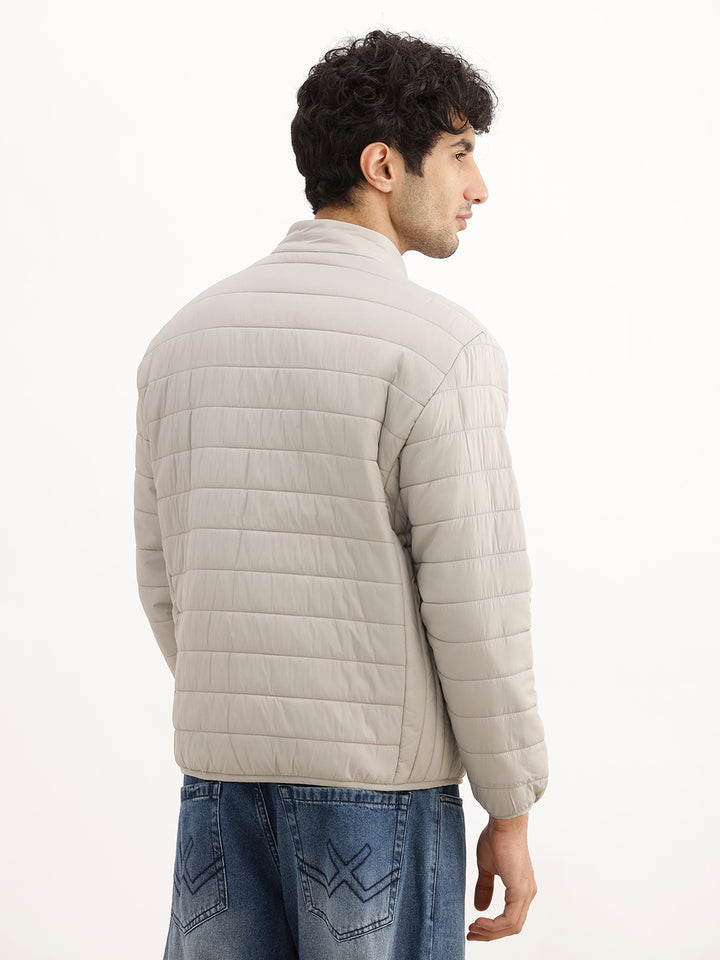 Solid Comfort Fit Puffer Jacket | Grey