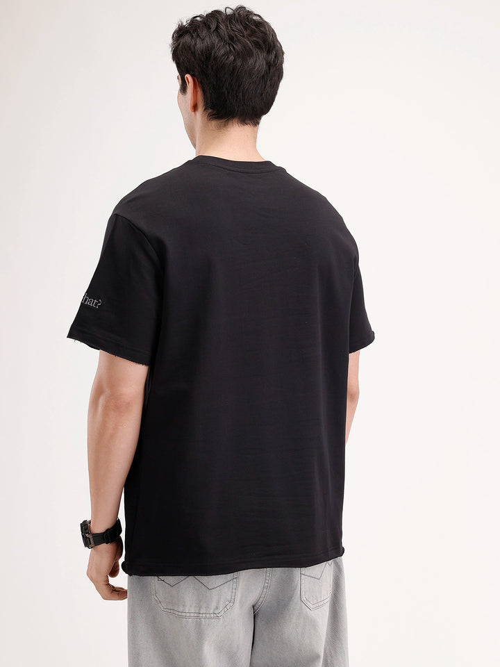 Oversized Solid Patch Pocket T-Shirt | Black