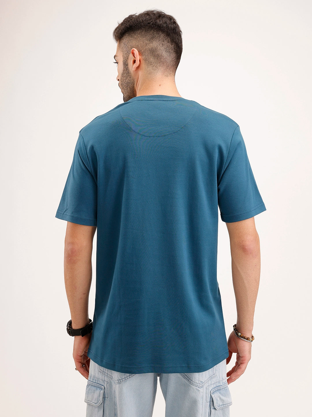 Slim Fit Embroidered T-Shirt | Teal