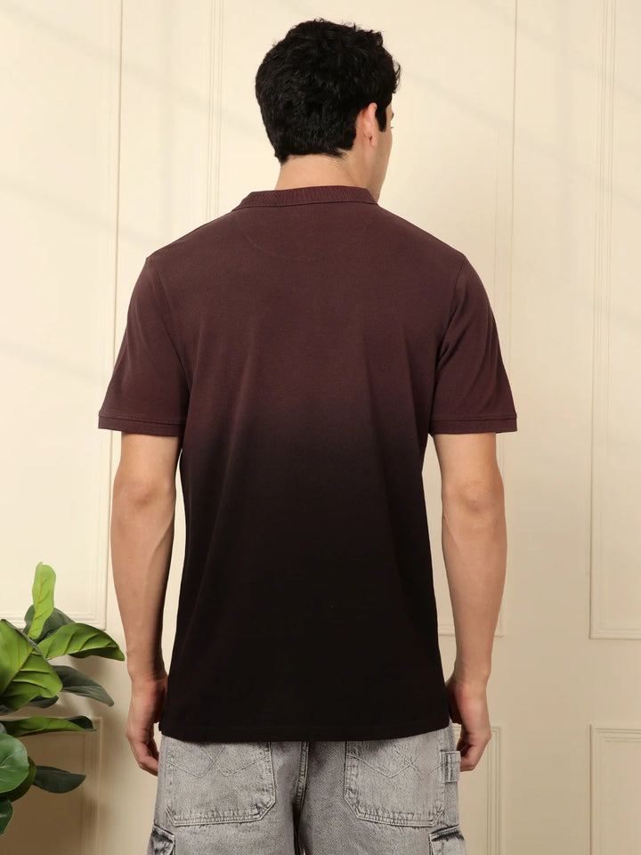 Washed Slim Fit Polo T-Shirt in Maroon