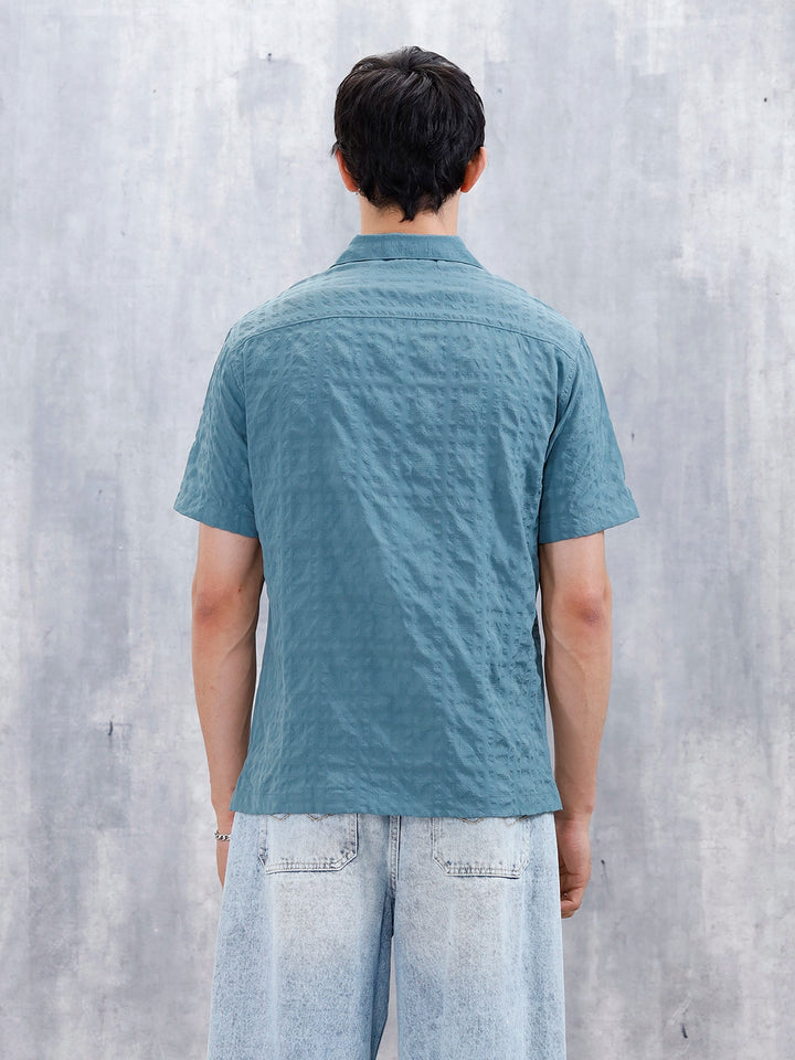 Wrogn Mens Casual Textured Comfort Fit Shirt | Green