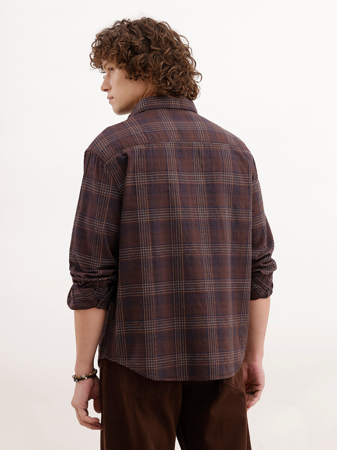 Comfort Fit Checkered Shirt | Brown