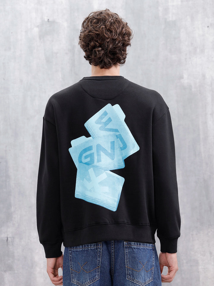 Casual Oversized Sweatshirt With Statement Graphic | Black
