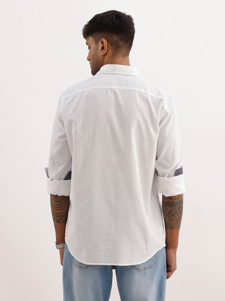 Solid Slim Fit Full Sleeve Shirt | White