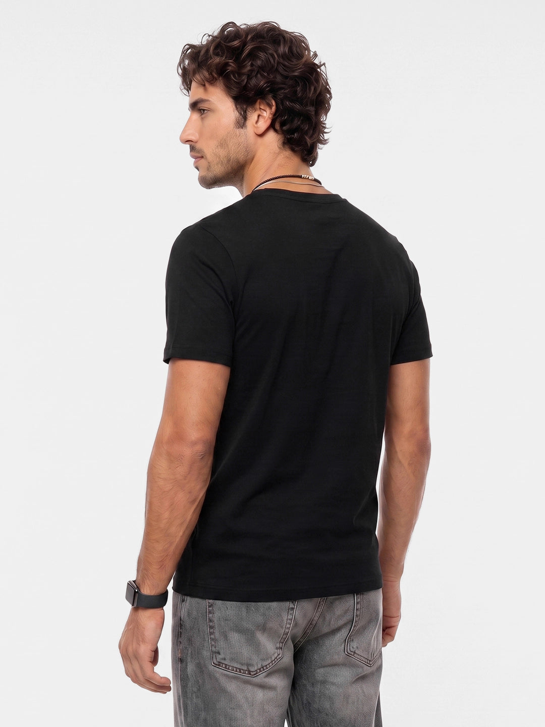 Slim Fit Placement Printed T-Shirt | Black