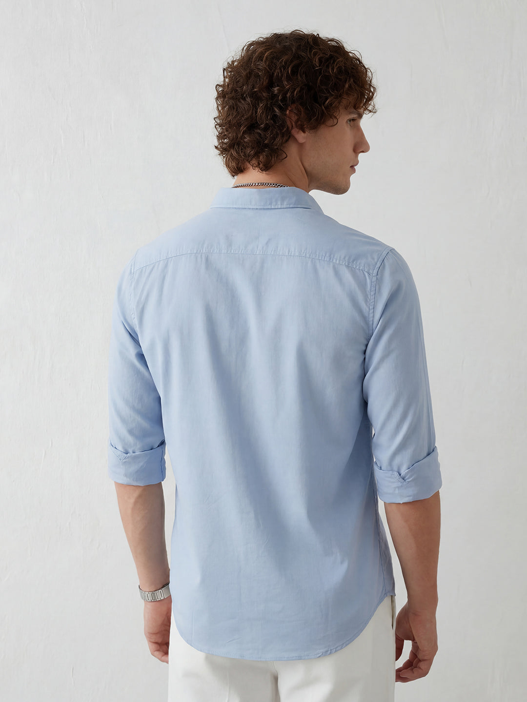 Solid Slim Fit Full Sleeve Shirt | Light Blue