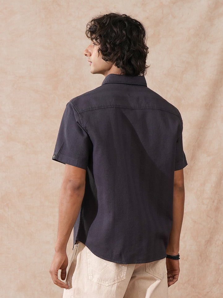 Waffle Textured Comfort Fit Shirt | Dark Grey