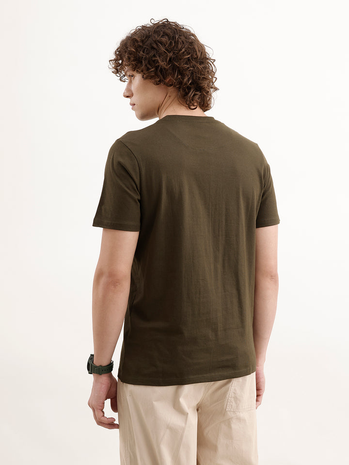 Slim Fit Placement Printed T-Shir  | Olive