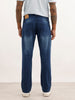 Faded Straight Fit Denim Jeans | Dark Blue