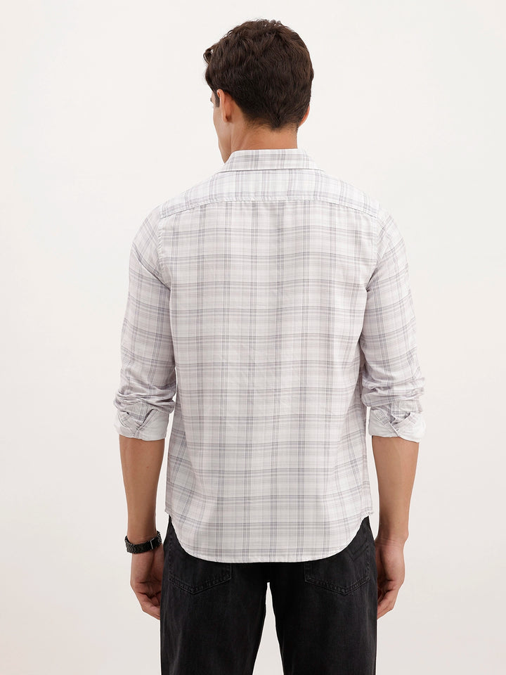 Regular Fit Checkered Shirt | Off White