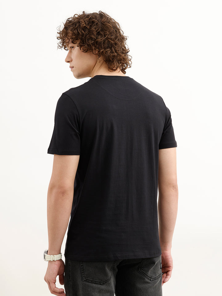 Placement Printed Slim Fit T-Shirt | Black
