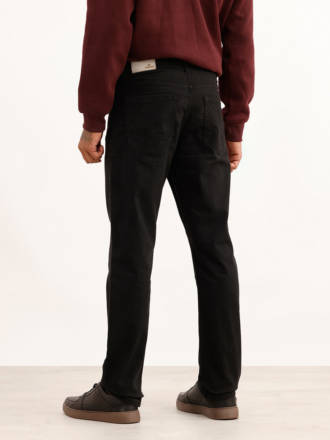 Solid Straight Fit Denim Jeans | Black