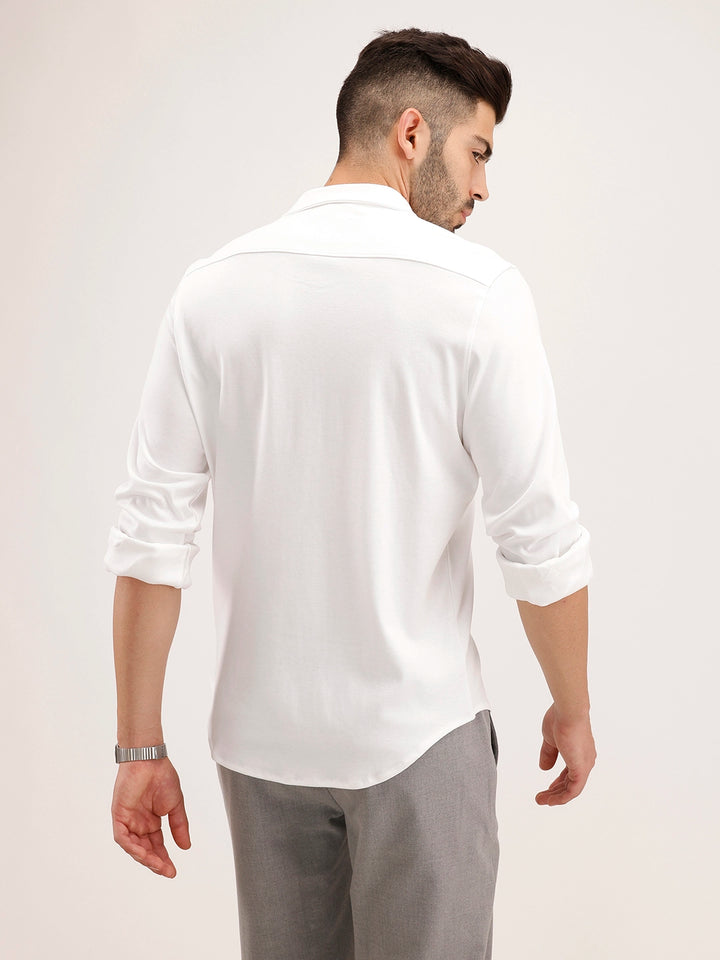 Solid Slim Fit 100% Cotton Shirt | White