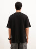 Oversized Emroidered Patch Detail T-Shirt | Black