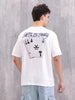 Playing Cards Inspired Graphic Printed Oversized Fit T-Shirt | White