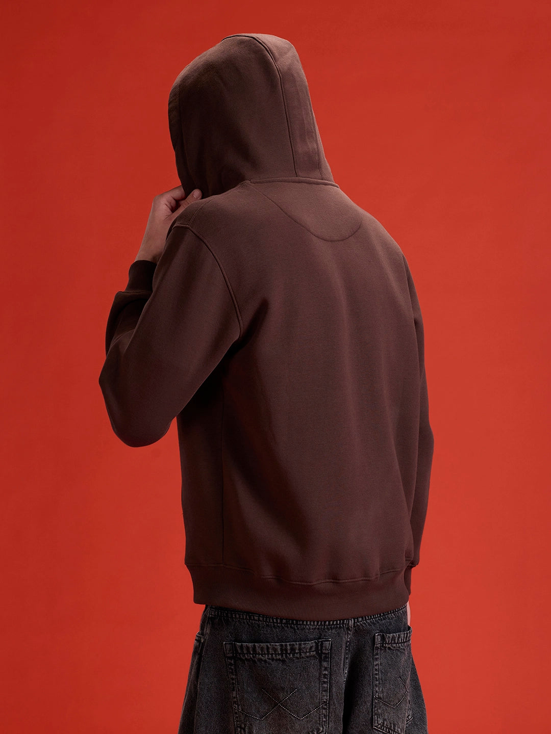 Men's Solid Zip-Up Hoodie Sweatshirt | Java