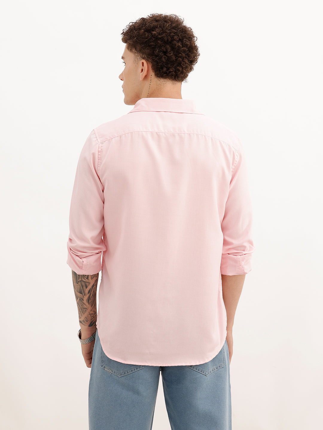 Solid Regular Fit Full Sleeve Shirt | Pink | WWSH9188F