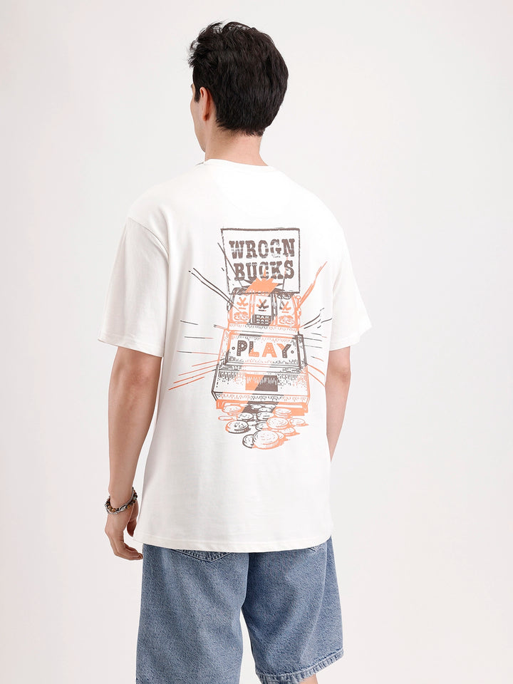 Classic Oversized Back Printed T-Shirt  | Beige