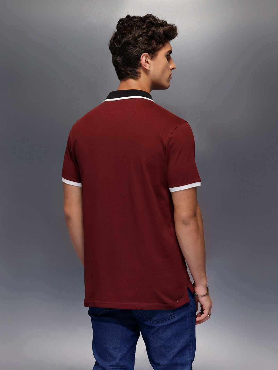 Solid Slim Fit Polo T-Shirt   |  Maroon