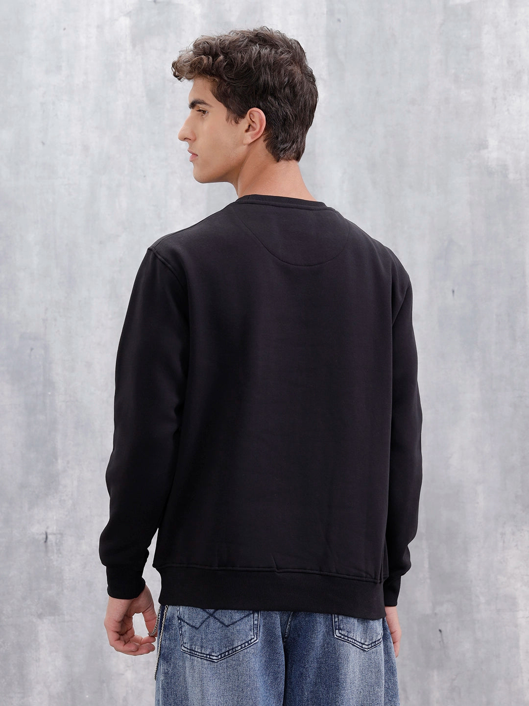 Men's Casual Branded Comfort Fit Sweatshirt | Black