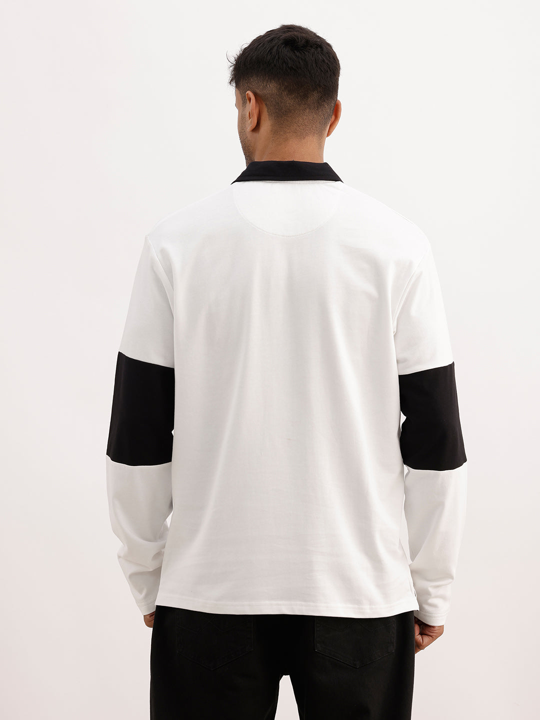 Comfort Fit Cut & Sew Full Sleeve Polo T-Shirt | Off White