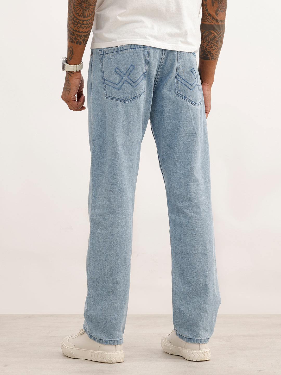 Solid Anti Fit Denim Jeans | Light Blue