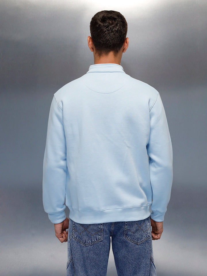 men's casual front zip up stand collar sweatshirt | Blue