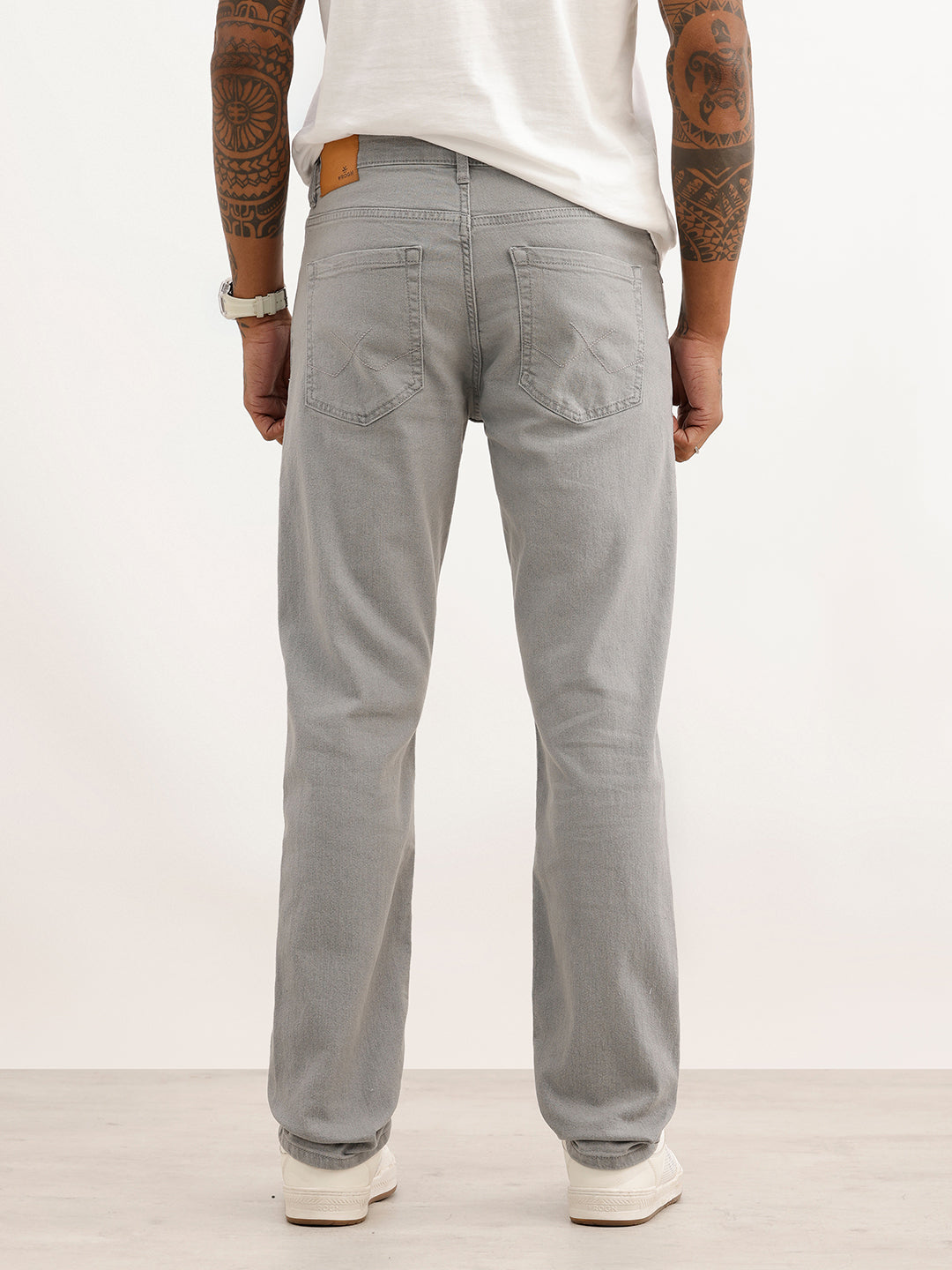 Solid Straight Fit Denim Jeans | Grey