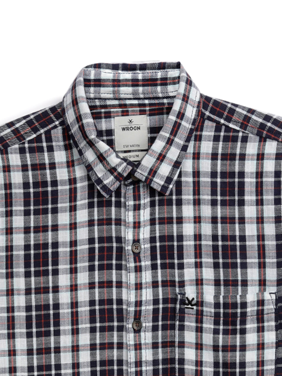 Grey Navy Casual Checked Shirt