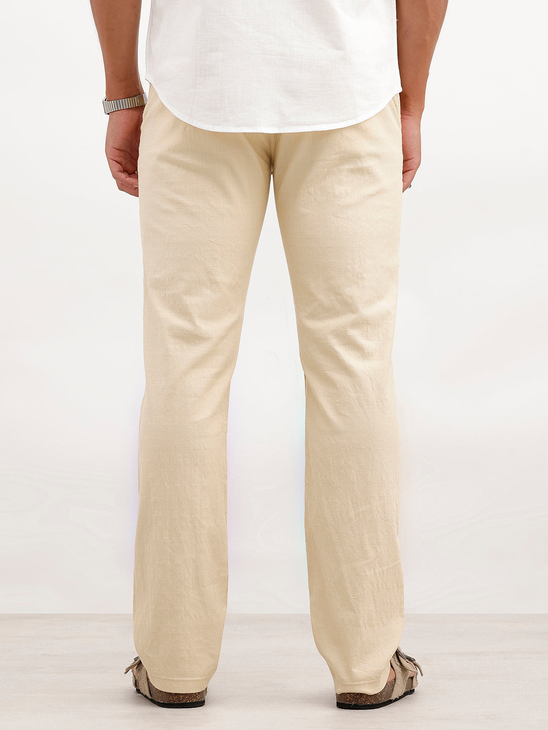 Solid Straight Fit Trouser | Beige