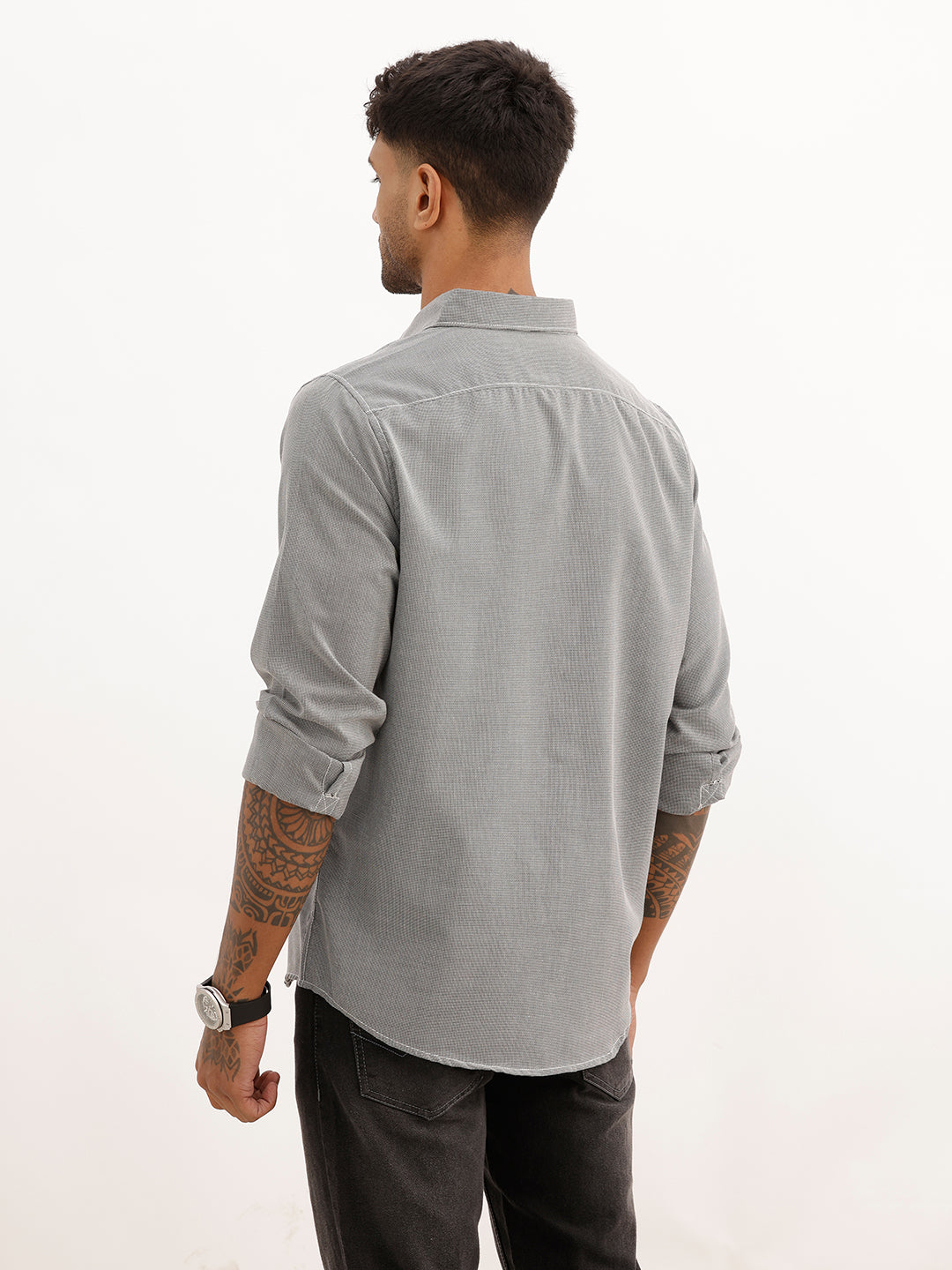 Regular Fit AOP Shirt | Dark Grey