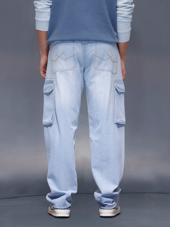 Light Washloose Fit Cargo Jeans | Blue