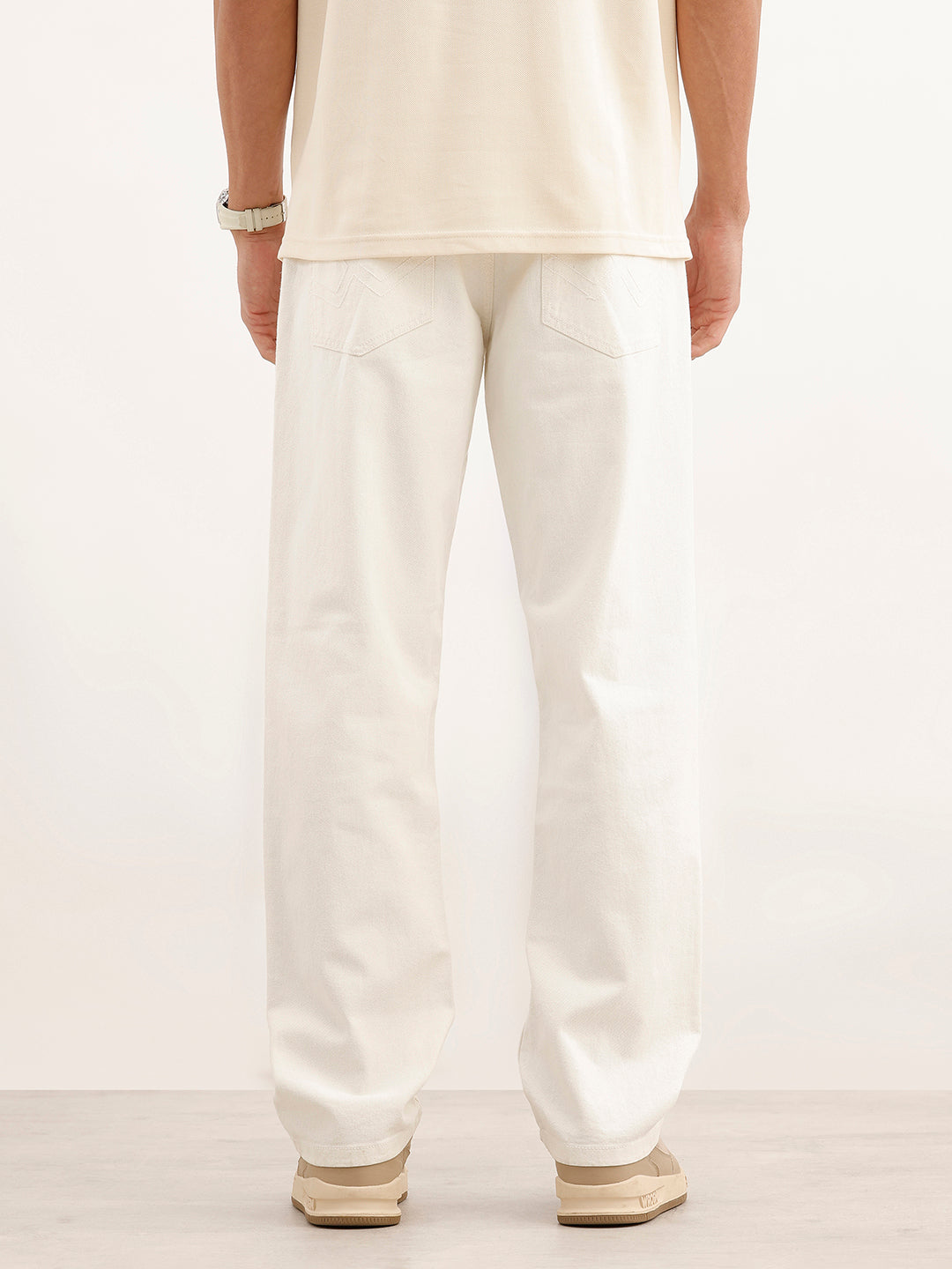 Solid Anti Fit Denim Jeans | White