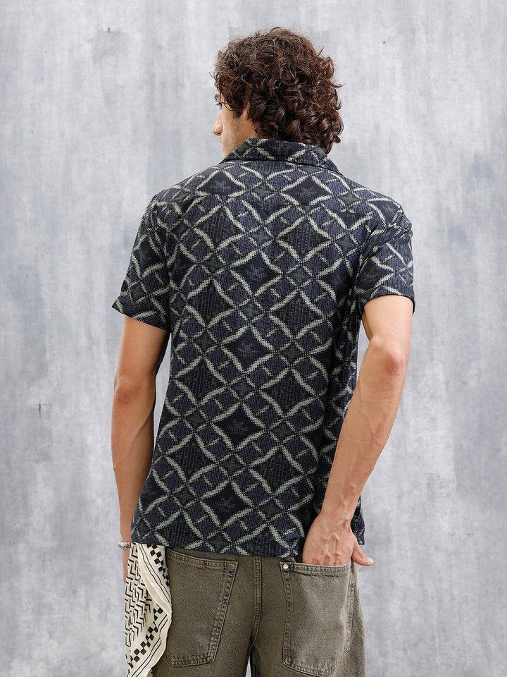 Casual AOP Resort Collar Shirt | Black