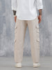 Men's Causal Relaxed Fit Utility Pockets Trousers | Cream