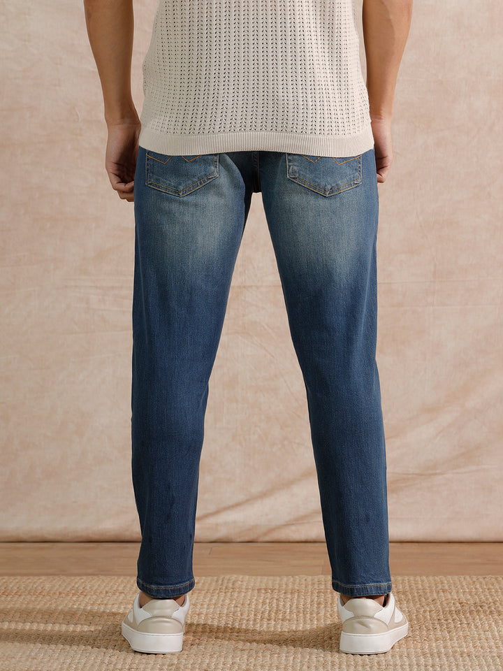 Solid Heavy Fade Skinny Crop Jeans | Blue