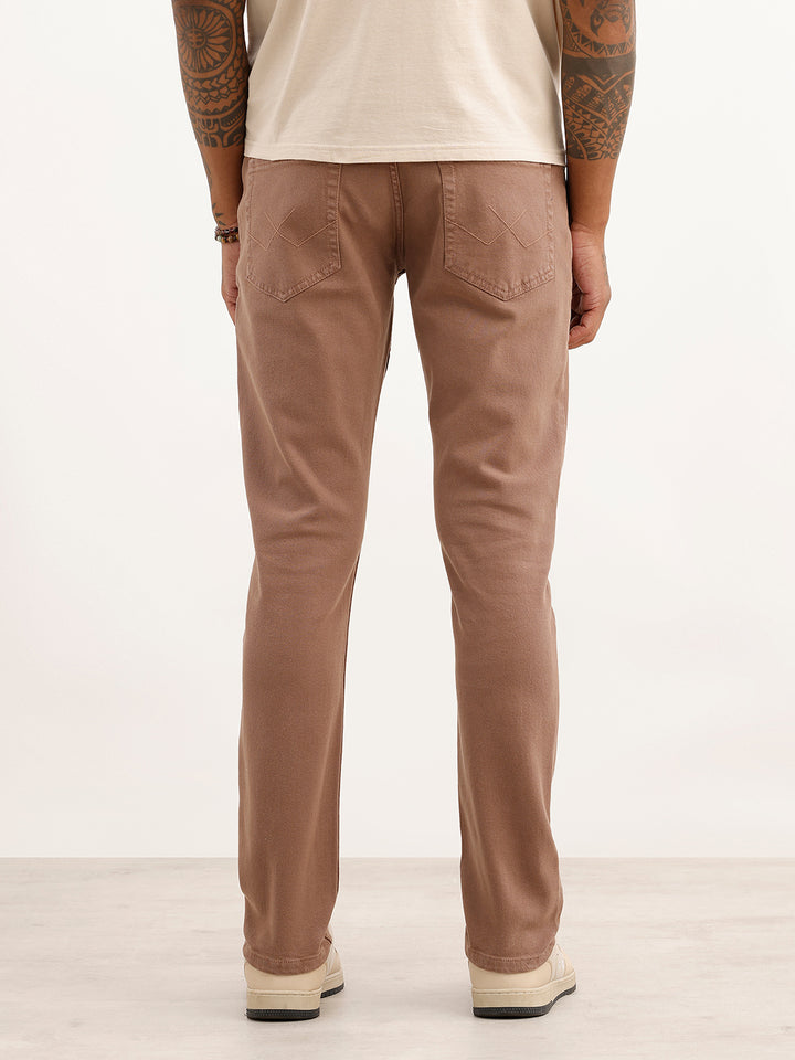 Slim Fit Solid Denim Jeans | Brown