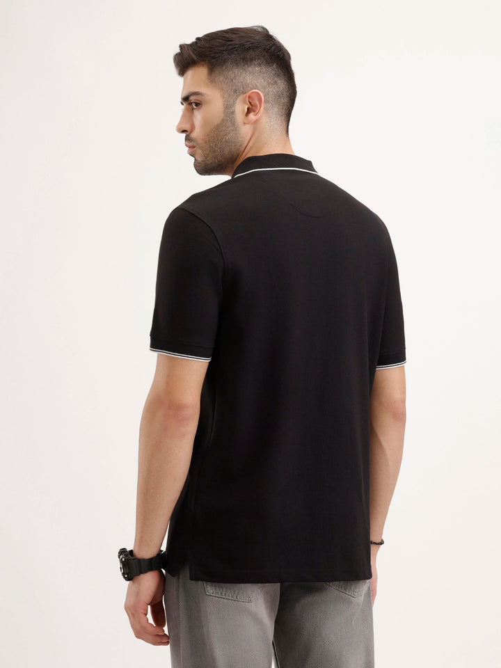 Tipping Collar Slim Fit Polo T-Shirt | Black