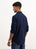 Textured Slim Fit Full Sleeve T-Shirt | Navy Blue