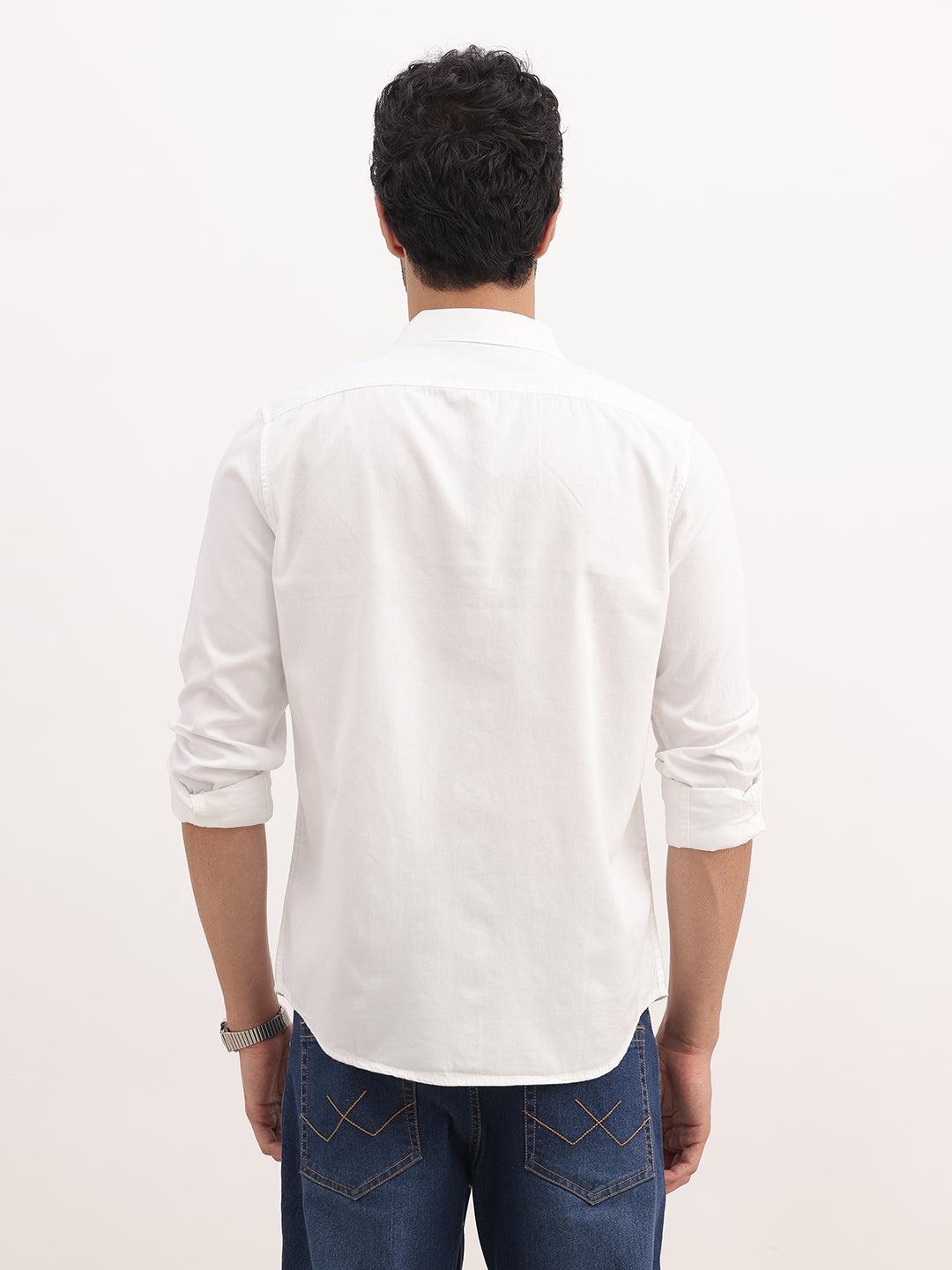 Solid Slim Fit Full Sleeve Shirt | White