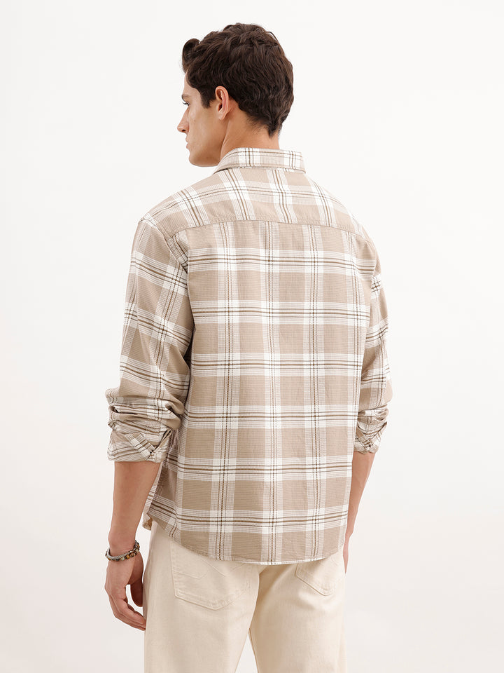 Comfort Fit Textured Shirt  | Khaki