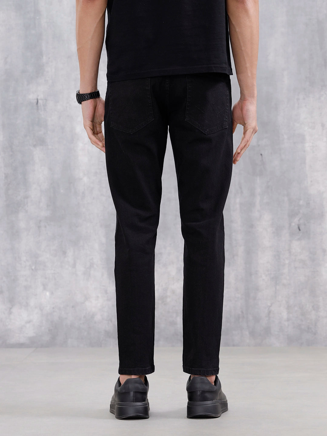 Men Casual Skinny Crop Jeans | Black