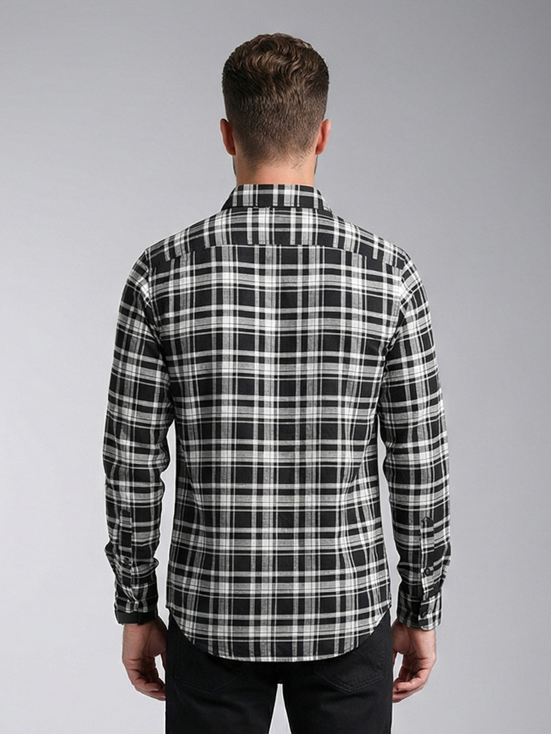 Regular Fit Checkered Shirt | Black