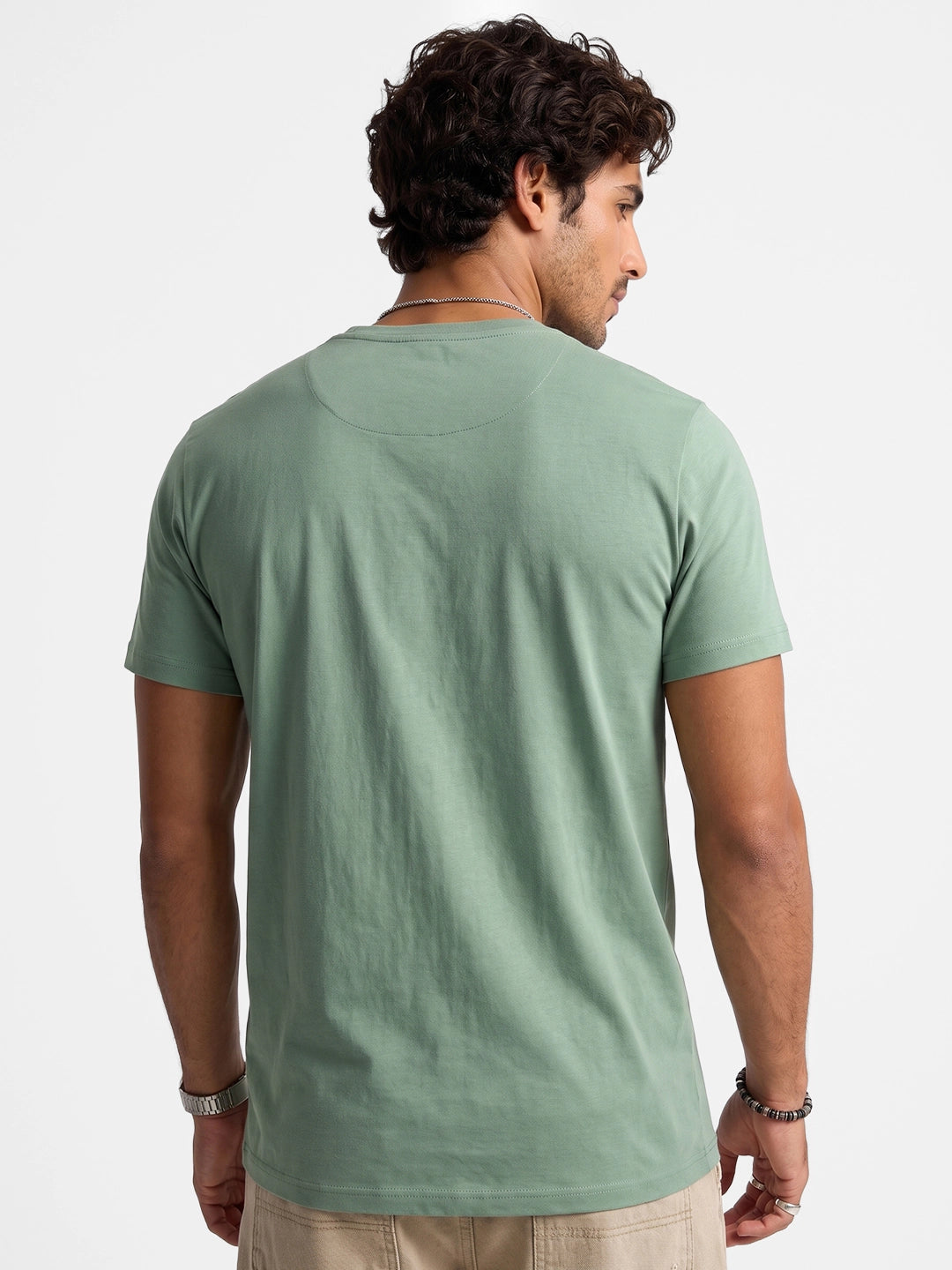 Slim Fit Placement Printed T-Shirt | Green